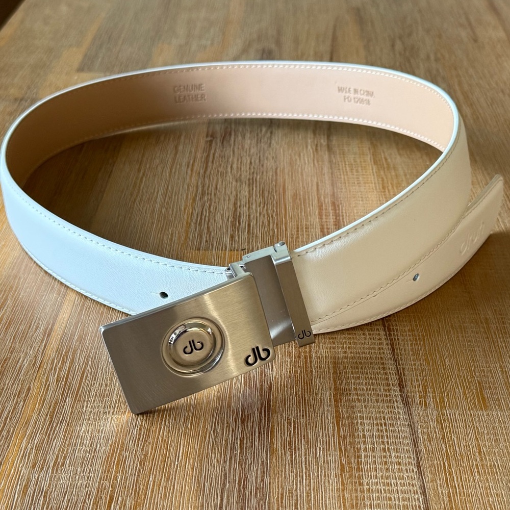 Rare White Genuine Leather Belt with Silver Buckle by Druh NWOT